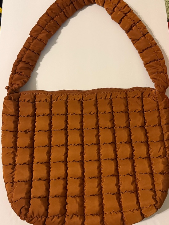 Madison West Handbags - New Madison West Cognac Quilted Puffer Shoulder Bag